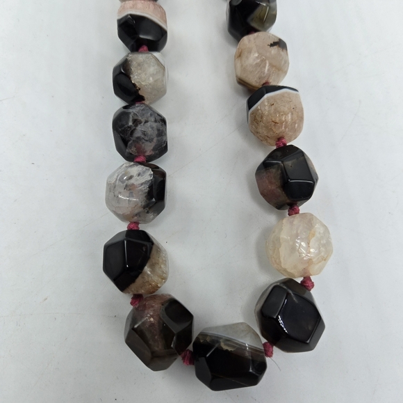 Lucas Lameth Pink Tourmaline Fire Agate Necklace Heavy Stone Knotted LUC 925 CN - Picture 5 of 9